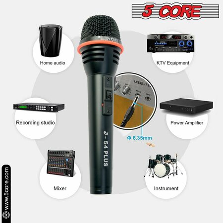 5 Core 5 Core Handheld Microphone for Karaoke Singing - Dynamic Cardioid Unidirectional Vocal XLR Mic A-54